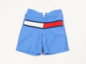 Vintage Tommy Hilfiger Flag Swim Shorts Kids 4 Blue Polyester Board Short 90s - Picture 1 of 8