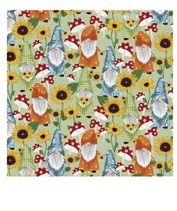 Gnomes All Over With Sunflowers Handcrafted Window Valance - Picture 1 of 1