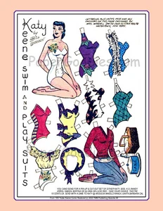 FIVE Katy Keene Swimwear Prints: Restored from 1948-50s Comics. Frameable #3068 - Picture 1 of 5