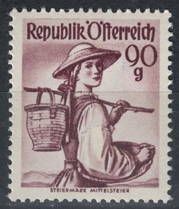 AUSTRIA 1948-50 Costumi regionali, Stiria, 90g MNH** - Imagen 1 de 1
