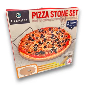 Juego de Piedras para Pizza Eterna 13" Redondas con Estante y Cortador 3 Piezas Deluxe Caja Nueva - Imagen 1 de 8