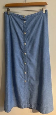 复古 Eddie Bauer 牛仔裙蓝色长 Cottagecore Y2k 轻便棉质 10 码 — 第 1/4 张图片