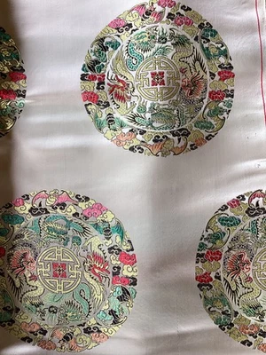 ANCIEN TISSU TRADITIONNEL CHINOIS BROCARD SOIE OU SATIN, Dim. 450 cm x 72,5 cm - Photo 1/4