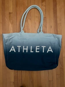 Athleta große Canvas Sporttasche Einkaufstasche blau weiß ombre - Bild 1 von 8