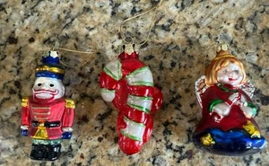 Vtg Good Old Values Collectable Blown Glass Christmas Ornaments W/Box Set Of 3 - Picture 1 of 6