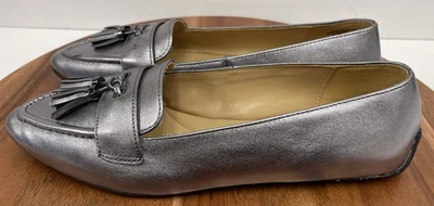 Women’s Talbots Silver Leather Tassel Kiltie Loafers Az 7.5 - Image 1 of 4