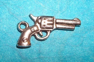 Gun Charm Police Officer Charm Tibetan Silver Revolver Detective  - Picture 1 of 2