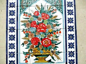 Ceramic tile art Mosaic wall mural Panel floral vase BACKSPLASH 18" x 24" - Picture 1 of 5