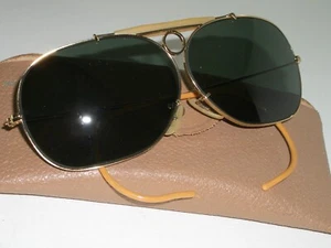1960s VINTAGE  B&L RAY BAN L0218 G15 GLASS GEP DECOT SHOOTERS AVIATOR SUNGLASSES - Picture 1 of 8
