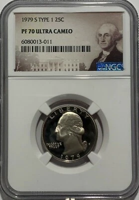 1979 S Type 1 Gem Proof Washington Quarter 25C PF70 UC Portrait Top Pop - Image 1 of 3