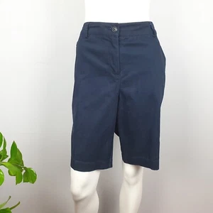 Bermudas informales Jacqui E talla 14 algodón azul marino bolsillos longitud corta - Imagen 1 de 8