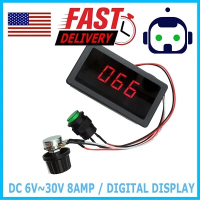 DC 6V-30V MAX 8A PWM Motor Speed Controller CW CCW 6V 12V 24V 36V - Image 1 of 4