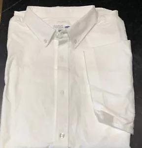 Men’s NWT XXL Slim Old Navy White Oxford Short Sleeve Shirt Button Down Collar - Picture 1 of 9