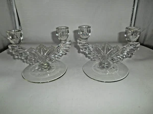 Schönes Paar Vintage Kristall Elegant Glas Dual Light Kerzenständer - Bild 1 von 6