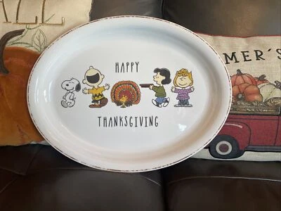 Disney Snoopy Pottery Barn Peanuts Holiday platter party plate tray school . - Image 1 of 4