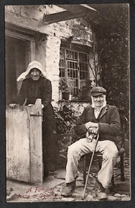 Postcard Devon Rural couple by cottage A Familiar Scene in Devonshire unlocated - Picture 1 of 2