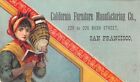 SAN FRANCISCO, CA ~ CALIFORNIA FURNITURE MFG CO TRADE CARD
