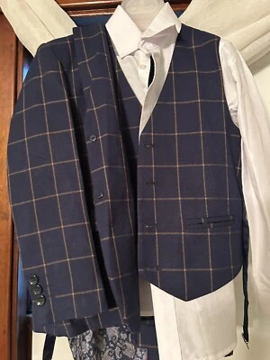 George Boys 4 Piezas Traje Pantalones, Chaleco, Camisa de Vestir, Conjunto de Corbata Talla 7 Manga Larga Foto 1 de 4