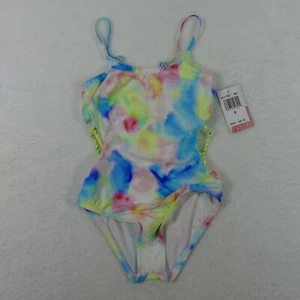 Hobie Swimsuit Girls 8 Tie Dye Cut Out Sides One Piece Swimwear Bathing Suit - Picture 1 of 14