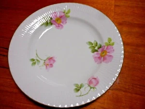 Pink Rose Royal Copenhagen Antique Fluted Dinner Plates stamp 1894-1900 25cm - Picture 1 of 5