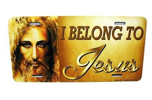 JESUS HOLY CROSS CHRISTIAN RELIGIOUS METAL CAR LICENSE PLATE. I BELONG TO JESUS - Picture 1 of 15