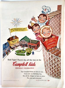 Birthday Celebration Rollercoaster Campbells Kids Soup Ad 1956 Magazine Print - Picture 1 of 5
