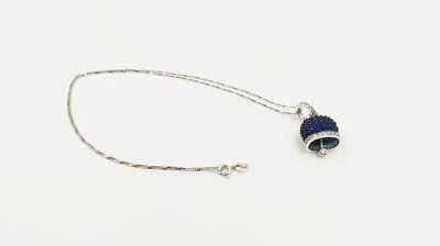 COLLANA CAMPANELLA FULL ZIRCONATA BLU IN ARGENTO 925 RODIATO IN ORO 18KT - Immagine 1 di 3