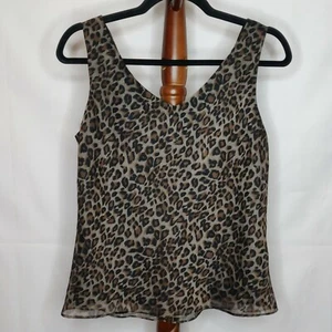 Virgo women's size 10 lined cropped tank top animal print v-neck in front & back - Picture 1 of 4