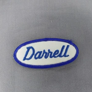 'Darrell' 3 1/4" x 1.5" Oval Blue White Sew-on Name Badge Patch - Picture 1 of 2