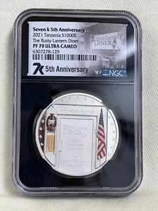 2021 Tanzania The Rusty Lantern Diner 1oz .999 Silver Coin NGC PF70 UC 7K Metals - Picture 1 of 2