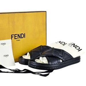 FENDI FF Logo Embossed Flat Shoes Sandals Suze 7 - Picture 1 of 15