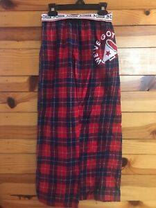 Justice Cheer Plaid Flannel Lounge Pants Fold Down Waist Red/Navy/Silver Size 10