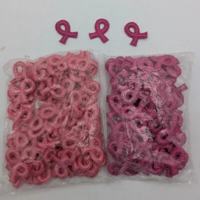 Mini Pink Ribbon Patch - Breast Cancer Awareness 1" x 0.75" (100-Pack, Sew-on) - Image 1 of 4