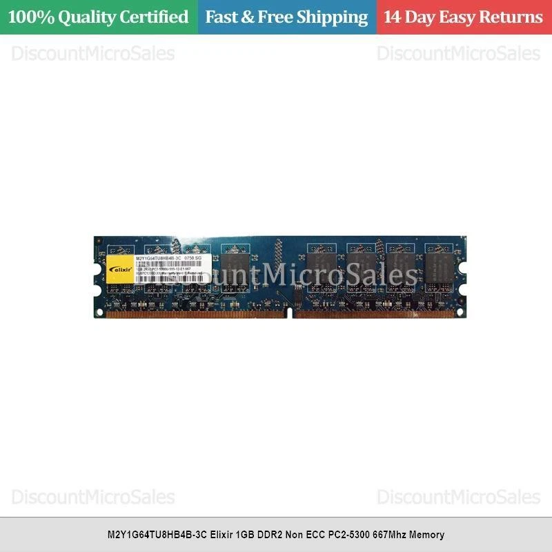 M2Y1G64TU8HB4B-3C Elixir 1GB DDR2 Non ECC PC2-5300 667Mhz Memory - Image 1 of 1