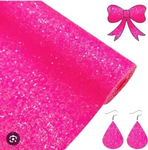 Hot Pink Chunky Glitter Sparkle Fabric Roll Craft Material DIY Bow Clothes 50 in - Picture 1 of 11