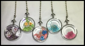 Handcrafted Faceted Resin Gypsophila Flower Floral Silver Ceiling Fan Pull - Picture 1 of 13