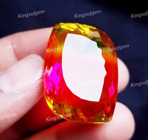 Piedra preciosa suelta de corte elegante Doublet 88 quilates color turmalina hecha por el hombre - Imagen 1 de 4