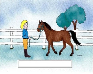 Horse Lover Female Cartoon Character Personalized Matted Print Series 1 - Picture 1 of 2