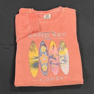 Comfort Colors Sweatshirt Adult Small Orange Sand Key Florida Graphic Surfboards - Picture 1 of 14
