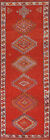 Rostfarbe geometrischer Woll-Oushak türkisch 12 Fuß Läuferteppich 3x12 handgefertigt