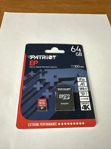 Patriot EP 64 GB Class 10 Micro SD Card & Adapter New Sealed - Picture 1 of 2