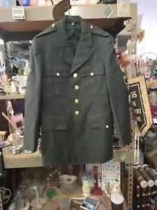 World War 2 Dress Greens Military Jacket 38R Brass Patches Uniform Pre-owned - Picture 1 of 7