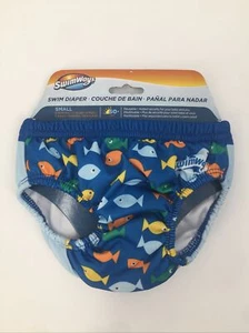 Swim Way Seafoam and Ocean Blue Shark Print wiederverwendbare Schwimmwindel - 6 Monate Sma - Bild 1 von 6