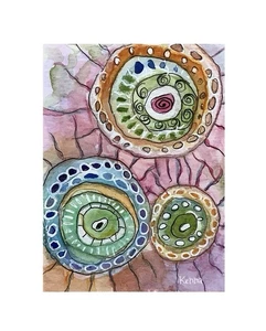 Aceo By Kenna Abstract Art Collector Card Painting Original 2.5” X 3.5” Signed - Picture 1 of 4