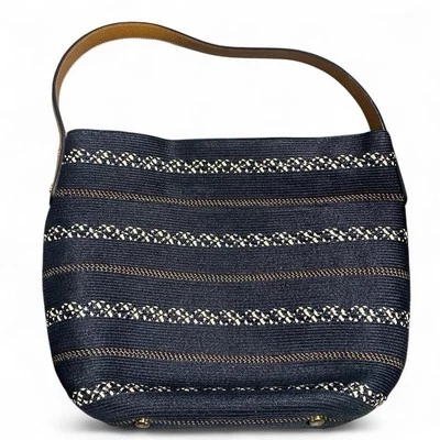 Eric Javits Woven Squishee Striped Hobo Shoulder Bag  - Image 1 of 4