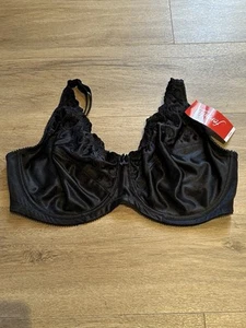 FORMFIT BY TRIUMPH "Black" Beautiful Floral Minimiser Underwire Bra 24DD *NEW* - Picture 1 of 10