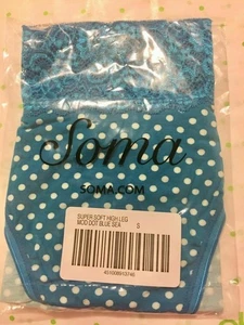 Soma Embraceable S Super Soft High Leg Brief Mod Dot Blue Sea Lace Waist - Picture 1 of 3