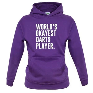 World's Okayest Darts Player - Kids Hoodie / Sweater - Funny Gerwen Luke 180 - Picture 1 of 20