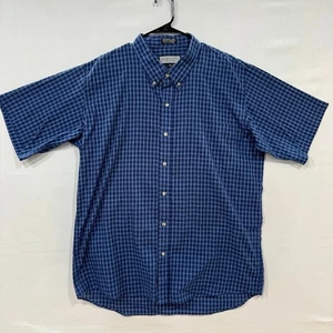 Members Only Button Up Shirt Mens LT Blue Plaid Short Sleeve Tall Man - Picture 1 of 5