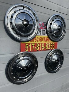 1957 Chevrolet 14” Oem Used Hubcaps, Set 4 Wheel Covers Beautiful Rare Rat Rod - Picture 1 of 6